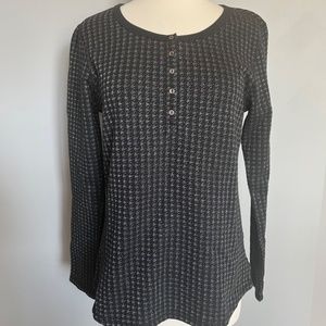 Scotch & Soda Houndstooth Dark Blue Casual‎ Lurex Tee Buttons Cotton Sweater Top